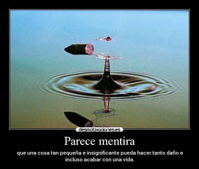 Parece mentira - que una cosa tan pequeña e insignificante pueda hacer tanto daño e
incluso acabar con una vida.