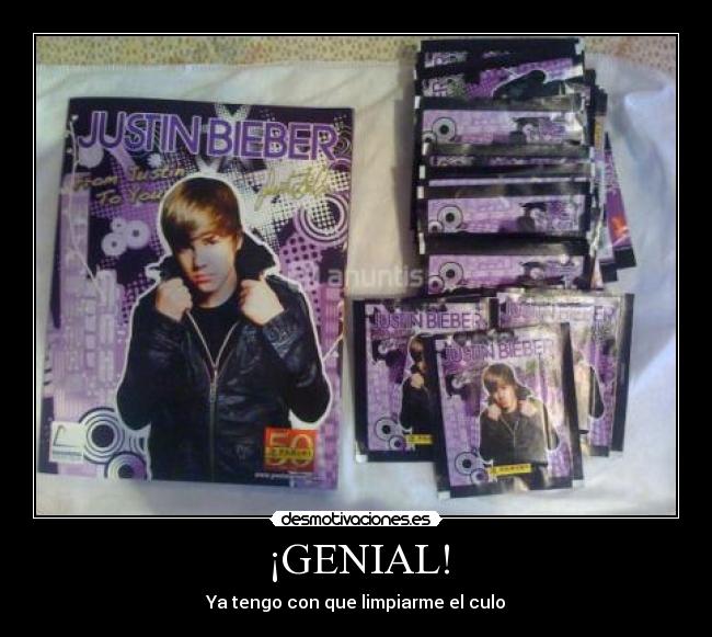 carteles genialyatengoconquelimpiarmeelculojustinbiebercromos desmotivaciones