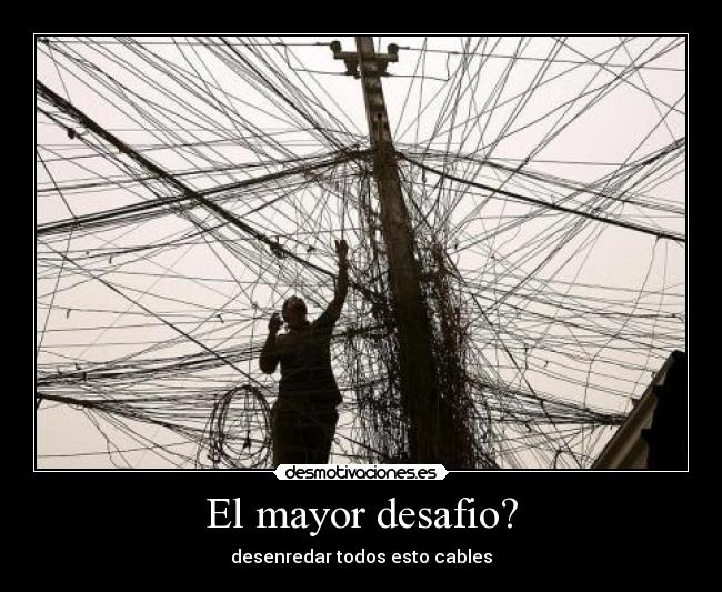 carteles cables electricidad desenredar desafio electricista desmotivaciones