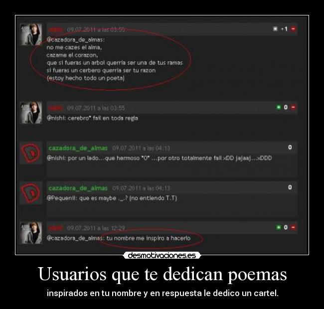 Usuarios que te dedican poemas -