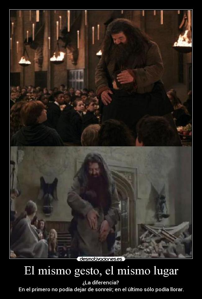 carteles harry hagrid abrazo hogwarts desmotivaciones