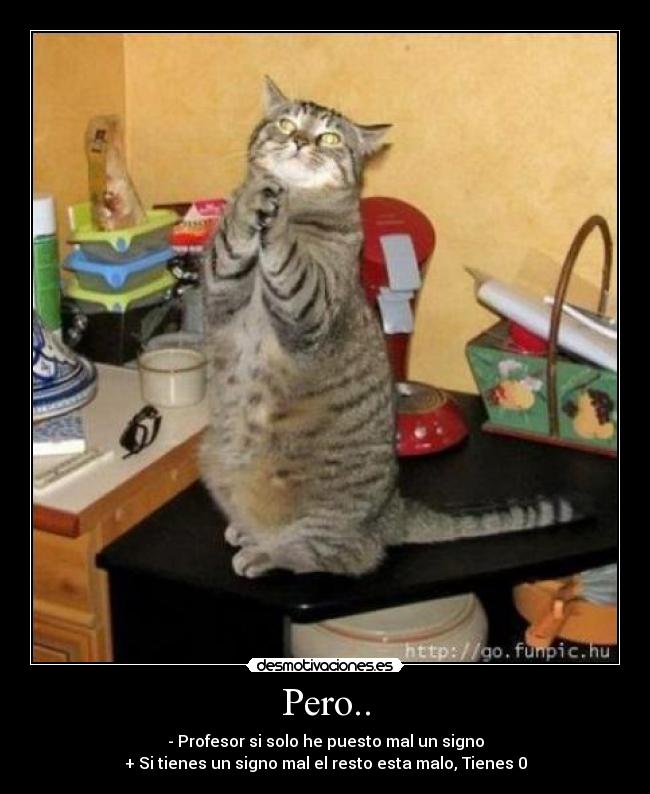 Pero.. - - Profesor si solo he puesto mal un signo
+ Si tienes un signo mal el resto esta malo, Tienes 0