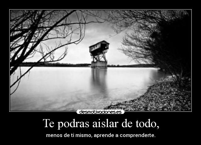 Te podras aislar de todo, - menos de ti mismo, aprende a comprenderte.