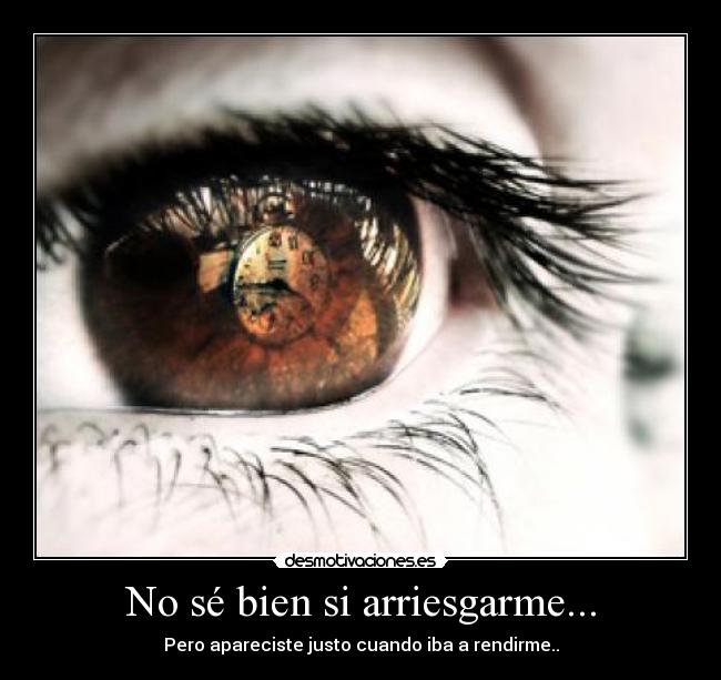 No sé bien si arriesgarme... - Pero apareciste justo cuando iba a rendirme..