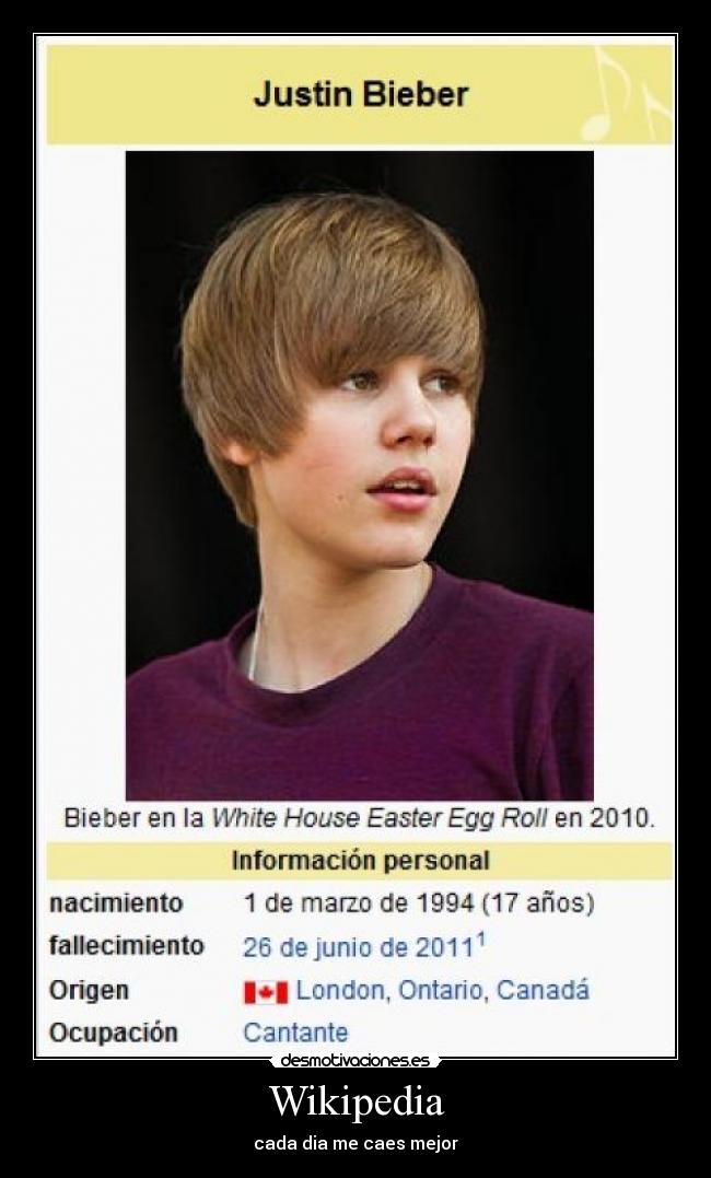 Wikipedia - cada dia me caes mejor