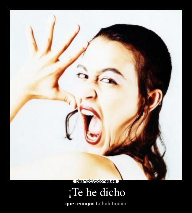 ¡Te he dicho - que recogas tu habitación!