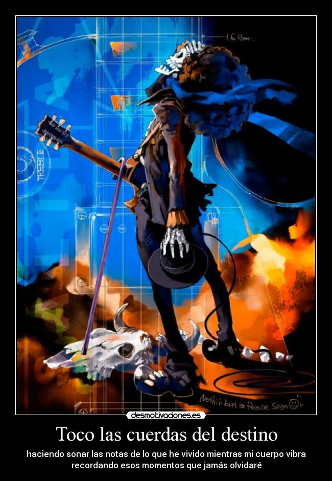 carteles destino brook guitarra calavera musica one piece desmotivaciones