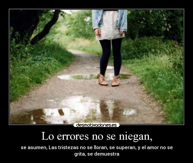 Lo errores no se niegan, - se asumen, Las tristezas no se lloran, se superan, y el amor no se grita, se demuestra