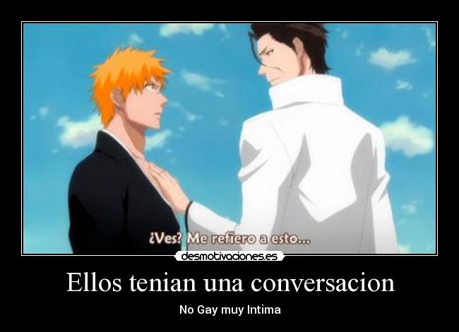 carteles bleach conversacion risa chistes anime ichigo gay desmotivaciones