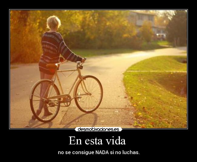 En esta vida  - no se consigue NADA si no luchas.