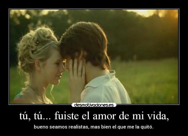 tú, tú... fuiste el amor de mi vida, - bueno seamos realistas, mas bien el que me la quitó.