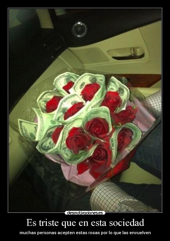 Es triste que en esta sociedad - muchas personas acepten estas rosas por lo que las envuelven