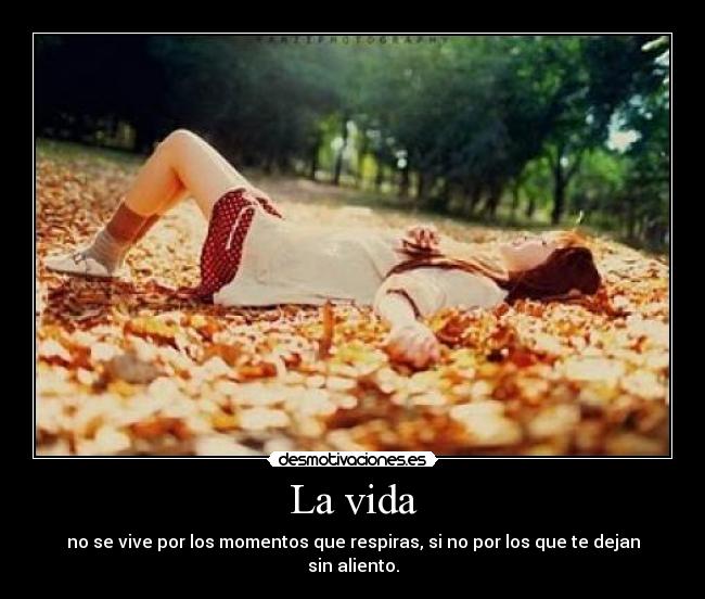 La vida - no se vive por los momentos que respiras, si no por los que te dejan sin aliento.