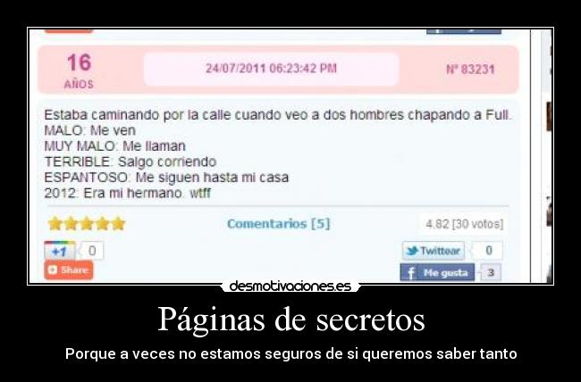 Páginas de secretos - Porque a veces no estamos seguros de si queremos saber tanto