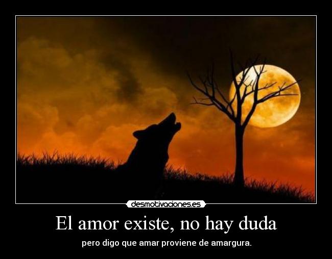 El amor existe, no hay duda - pero digo que amar proviene de amargura.