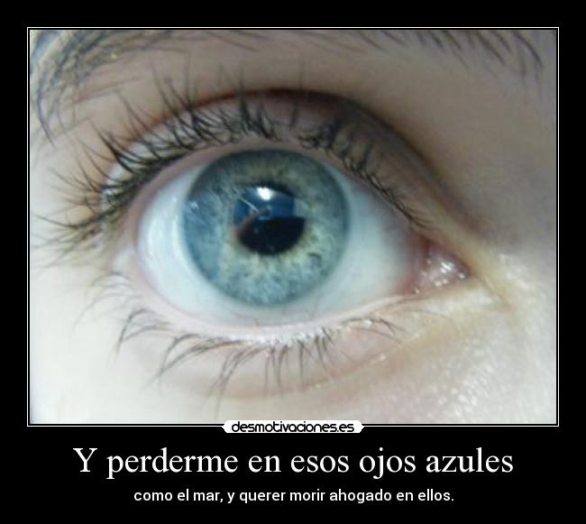 Y perderme en esos ojos azules - como el mar, y querer morir ahogado en ellos.