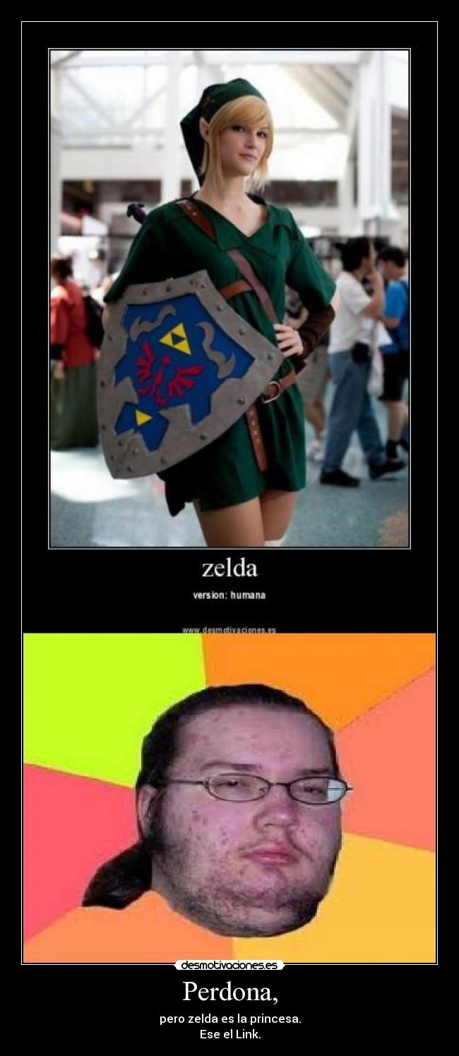 Perdona, - pero zelda es la princesa.
Ese el Link.