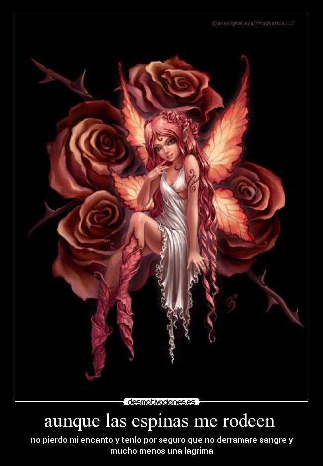 aunque las espinas me rodeen - no pierdo mi encanto y tenlo por seguro que no derramare sangre y
mucho menos una lagrima