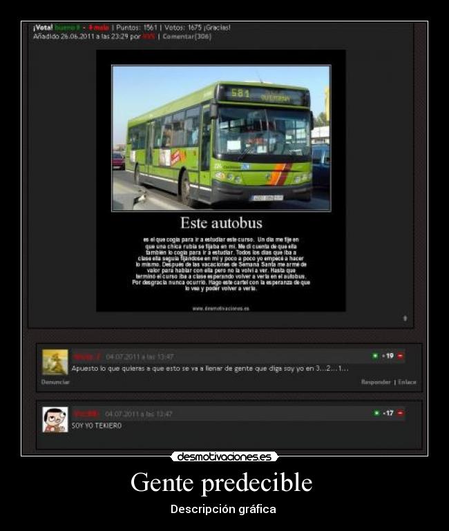 Gente predecible - Descripción gráfica