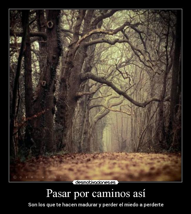 Pasar por caminos así - Son los que te hacen madurar y perder el miedo a perderte