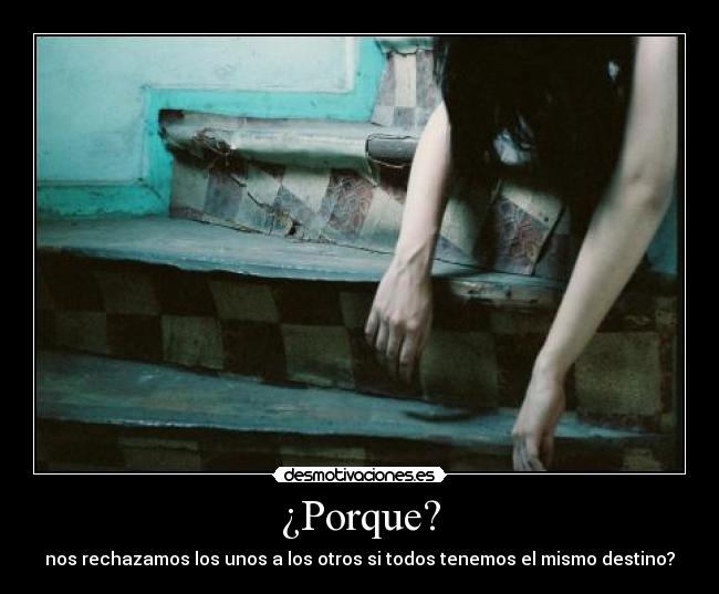 ¿Porque? - nos rechazamos los unos a los otros si todos tenemos el mismo destino?