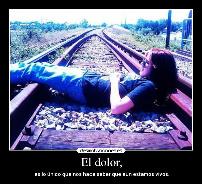 El dolor, -  es lo único que nos hace saber que aun estamos vivos.
