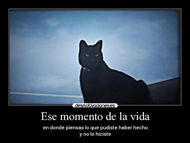 Ese momento de la vida - en donde piensas lo que pudiste haber hecho
y no lo hiciste