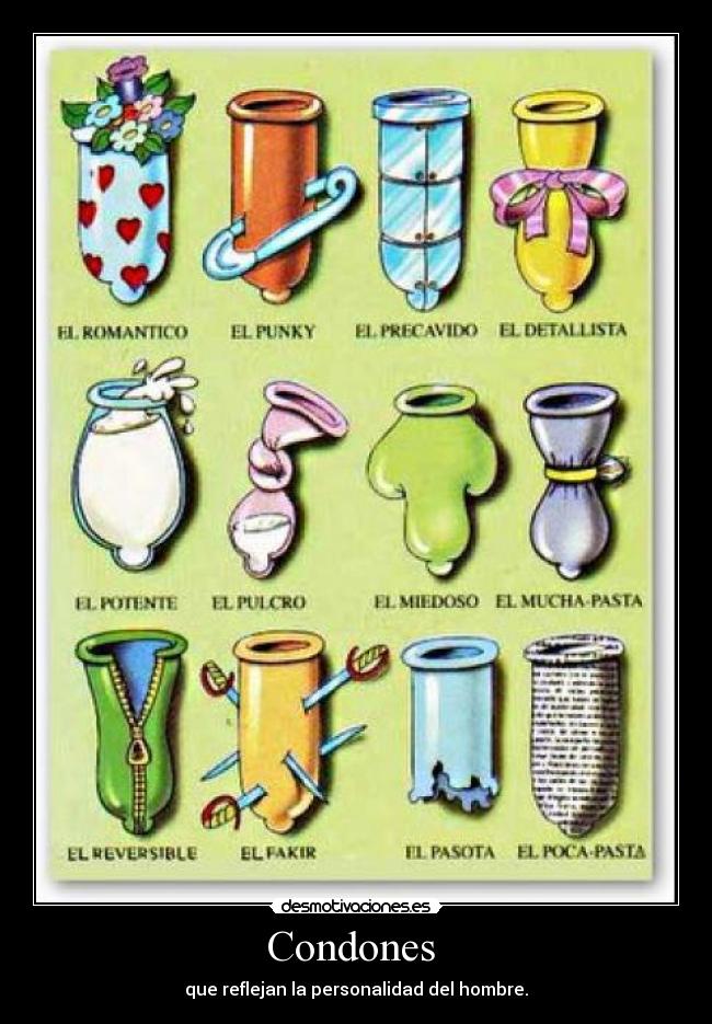 Condones - que reflejan la personalidad del hombre.