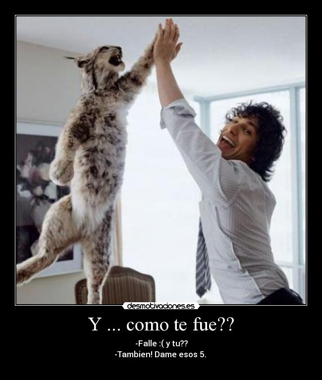 Y ... como te fue?? - -Falle :( y tu??
-Tambien! Dame esos 5.