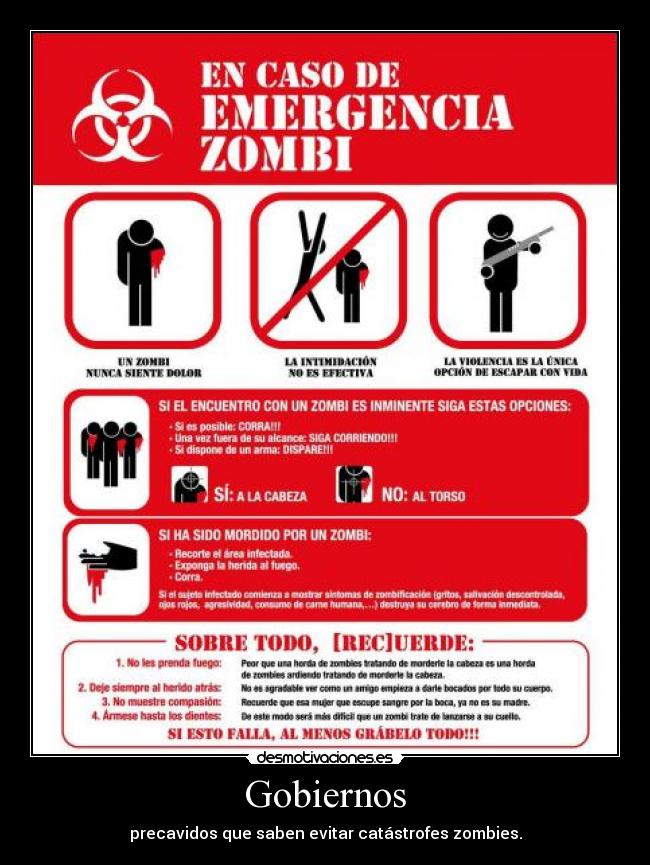 carteles zombie catastrofe emergencia fin mundo 2012 enfermedad infeccion gobierno zombie zombies desmotivaciones