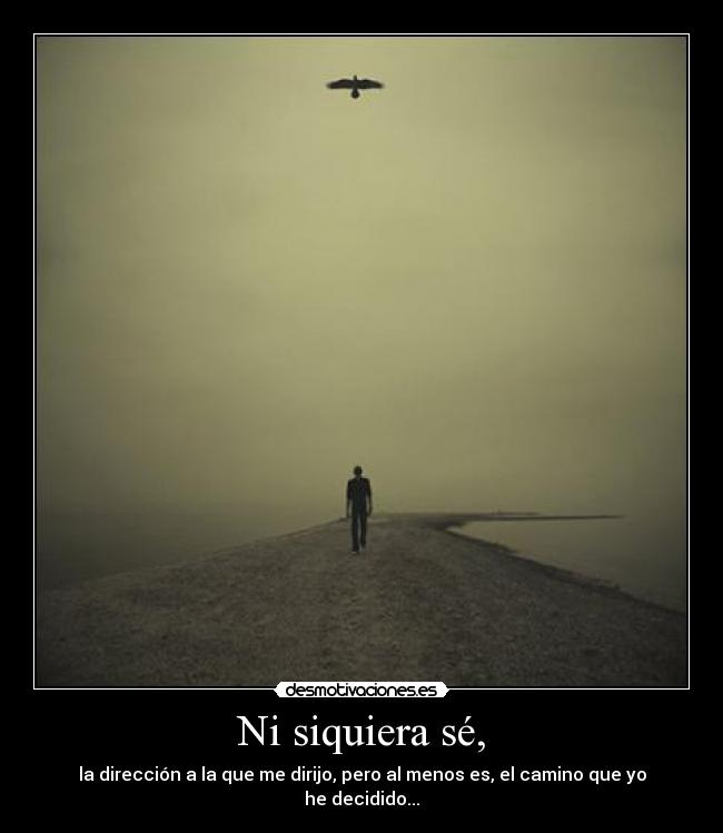 Ni siquiera sé, - la dirección a la que me dirijo, pero al menos es, el camino que yo he decidido...