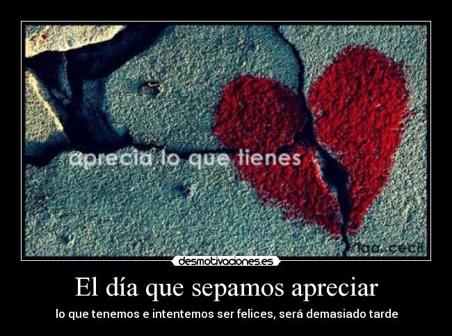 El día que sepamos apreciar -