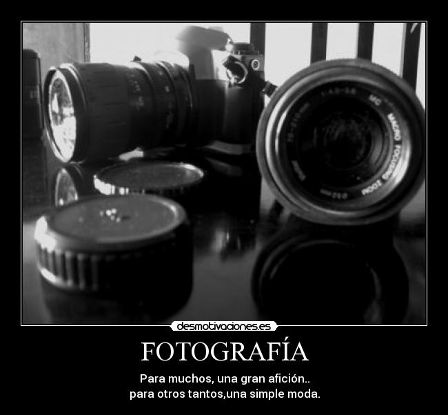 FOTOGRAFÍA - Para muchos, una gran afición..
para otros tantos,una simple moda.