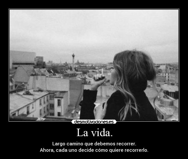 La vida. - Largo camino que debemos recorrer.
Ahora, cada uno decide cómo quiere recorrerlo.