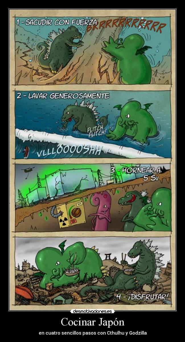 Cocinar Japón - en cuatro sencillos pasos con Cthulhu y Godzilla