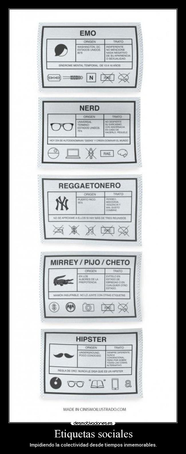 Etiquetas sociales - Impidiendo la colectividad desde tiempos inmemorables.