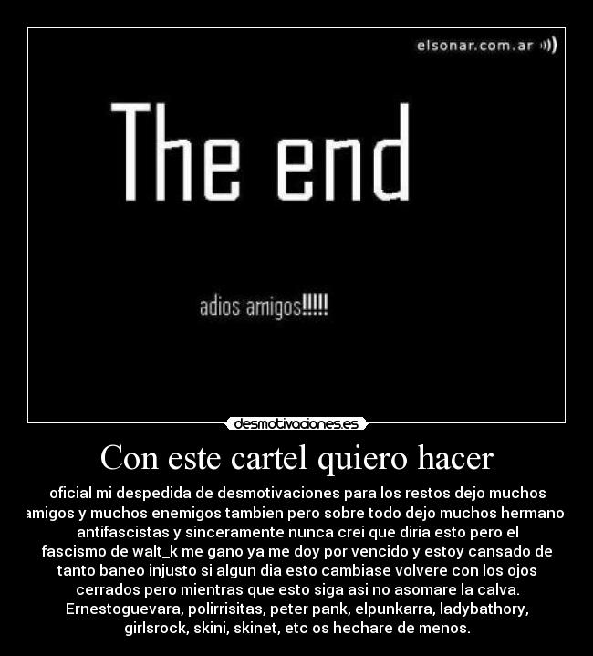 Con este cartel quiero hacer -