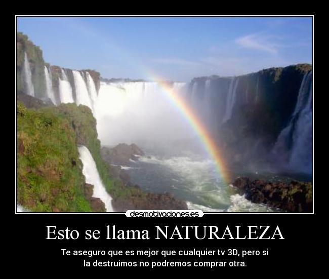Esto se llama NATURALEZA - Te aseguro que es mejor que cualquier tv 3D, pero si
la destruimos no podremos comprar otra.