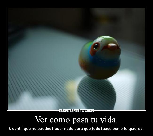 Ver como pasa tu vida - & sentir que no puedes hacer nada para que todo fuese como tu quieres...