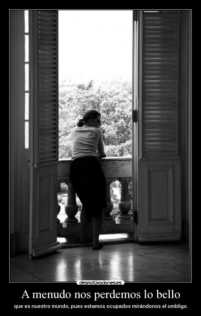 A menudo nos perdemos lo bello - que es nuestro mundo, pues estamos ocupados mirándonos el ombligo.