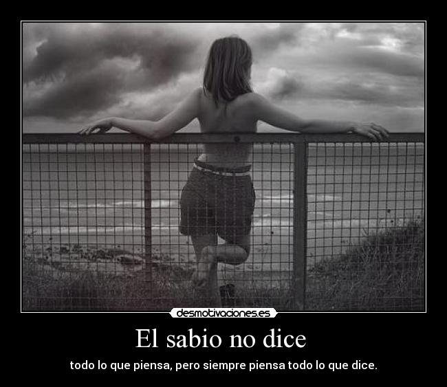 El sabio no dice  - todo lo que piensa, pero siempre piensa todo lo que dice.