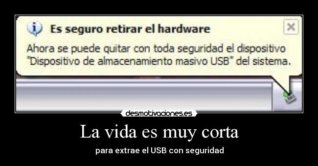 La vida es muy corta - para extrae el USB con seguridad