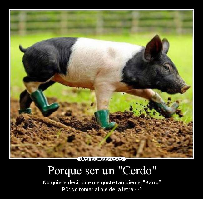 Porque ser un Cerdo - No quiere decir que me guste también el Barro
PD: No tomar al pie de la letra -.-