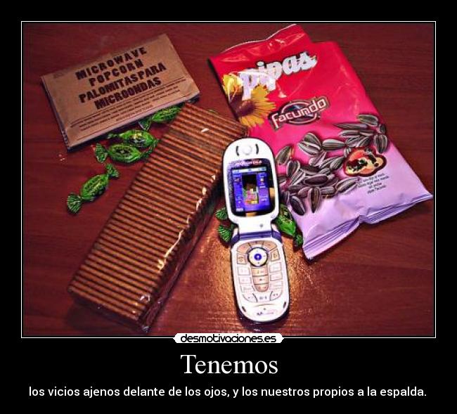 Tenemos - los vicios ajenos delante de los ojos, y los nuestros propios a la espalda.