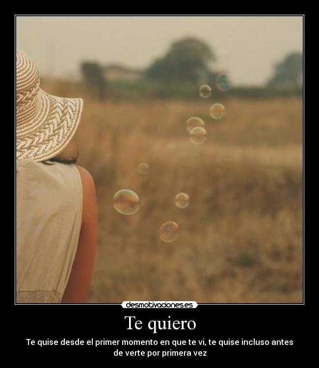Te quiero - Te quise desde el primer momento en que te vi, te quise incluso antes
de verte por primera vez