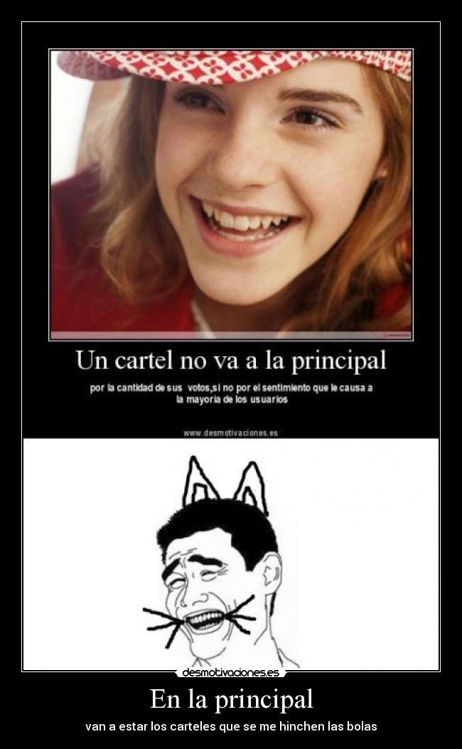 En la principal - van a estar los carteles que se me hinchen las bolas