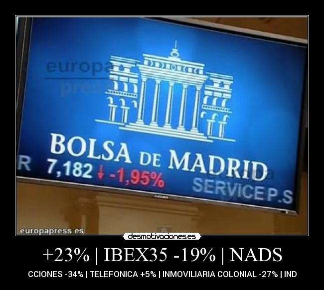 +23% | IBEX35 -19% | NADS - 