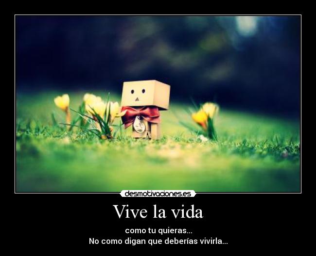 Vive la vida - como tu quieras...
No como digan que deberías vivirla...