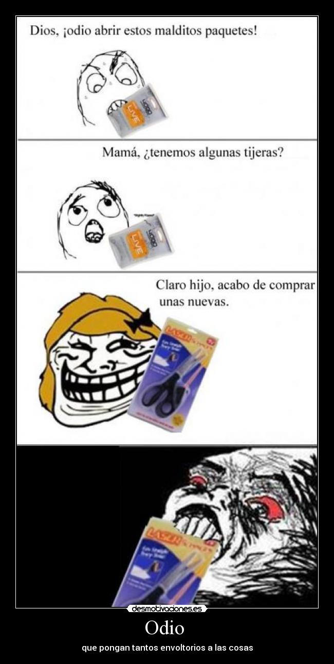 Odio - que pongan tantos envoltorios a las cosas