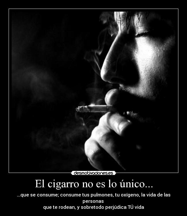 El cigarro no es lo único... - ...que se consume; consume tus pulmones, tu oxígeno, la vida de las personas 
que te rodean, y sobretodo perjúdica TÚ vida